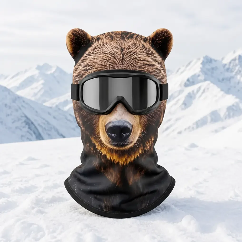🔥 50% OFF – Fleece-lined wild animal print ski balaclava 🐺❄️