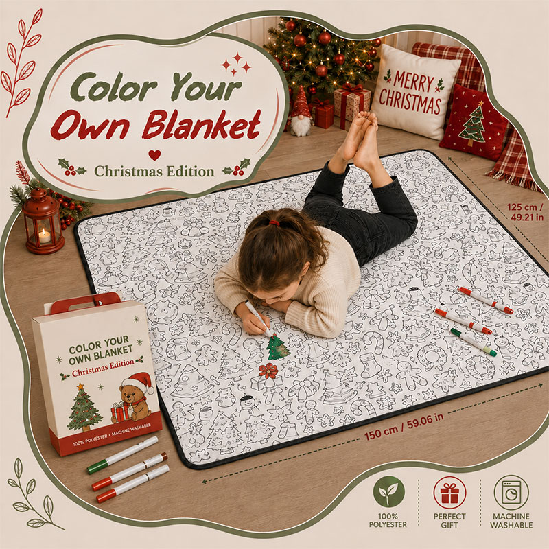 🎨 60% OFF ✨ Create Your Own Cozy Blanket – 24 Markers Included | New Christmas Edition 🎄