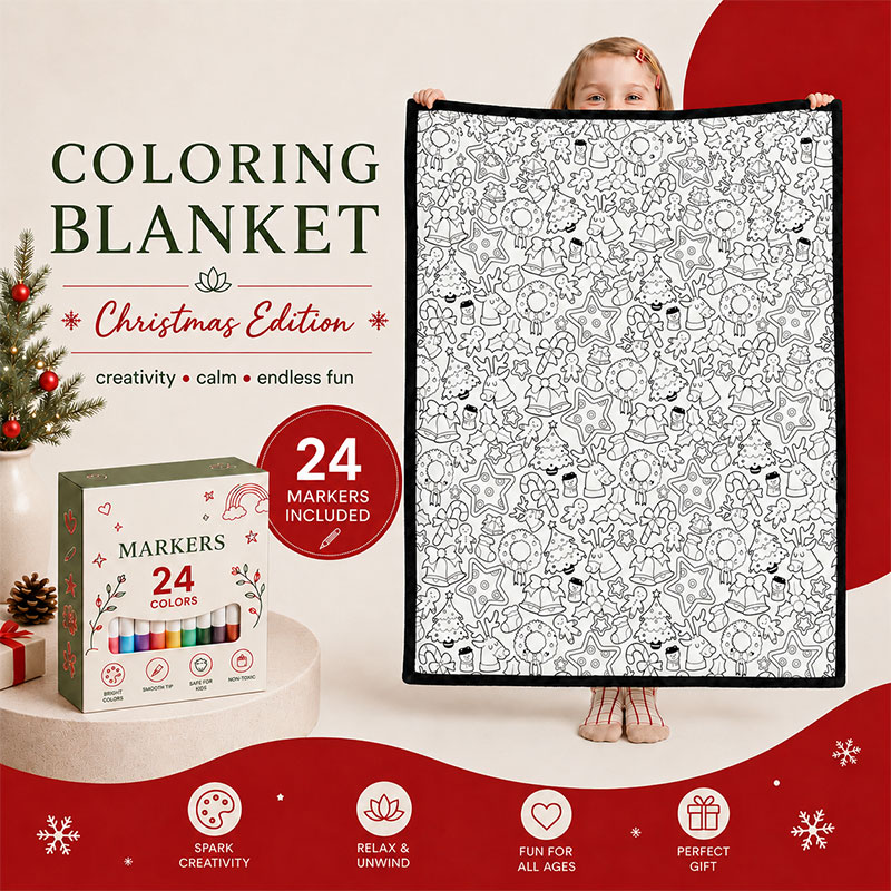 🎨 60% OFF ✨ Create Your Own Cozy Blanket – 24 Markers Included | New Christmas Edition 🎄