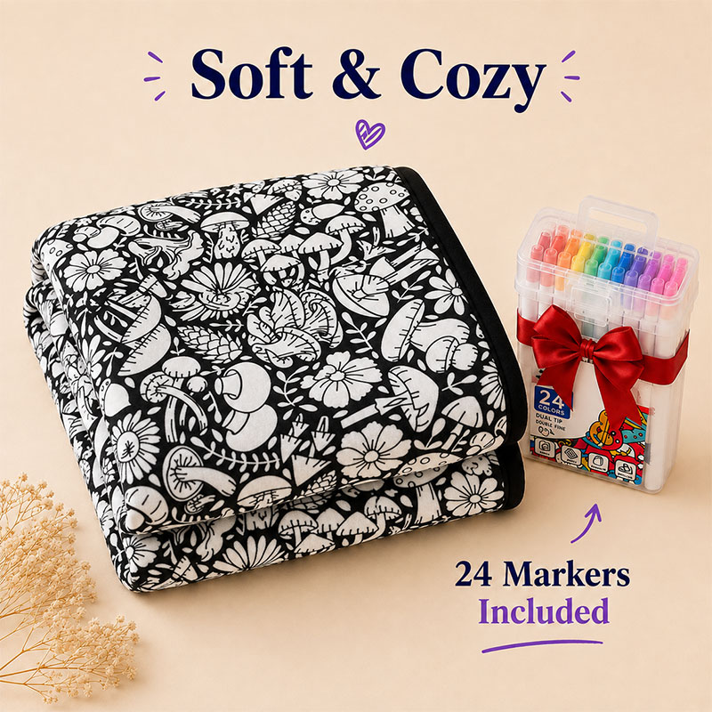 🎨 60% OFF ✨ Create Your Own Cozy Blanket – 24 Markers Included | New Christmas Edition 🎄