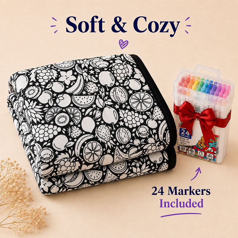 🎨 60% OFF ✨ Create Your Own Cozy Blanket – 24 Markers Included | New Christmas Edition 🎄