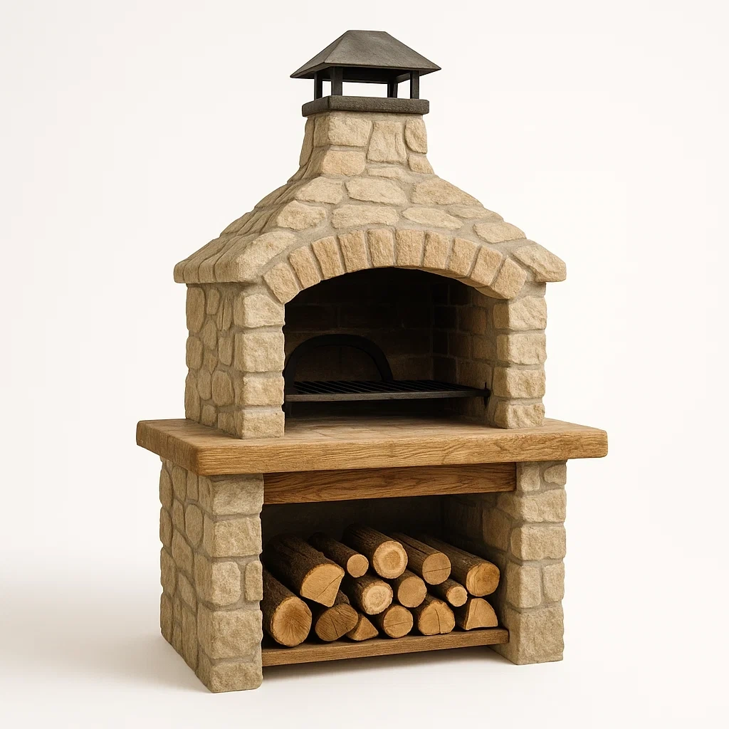 Jardin,Barbecue en pierre-Furnivaroz