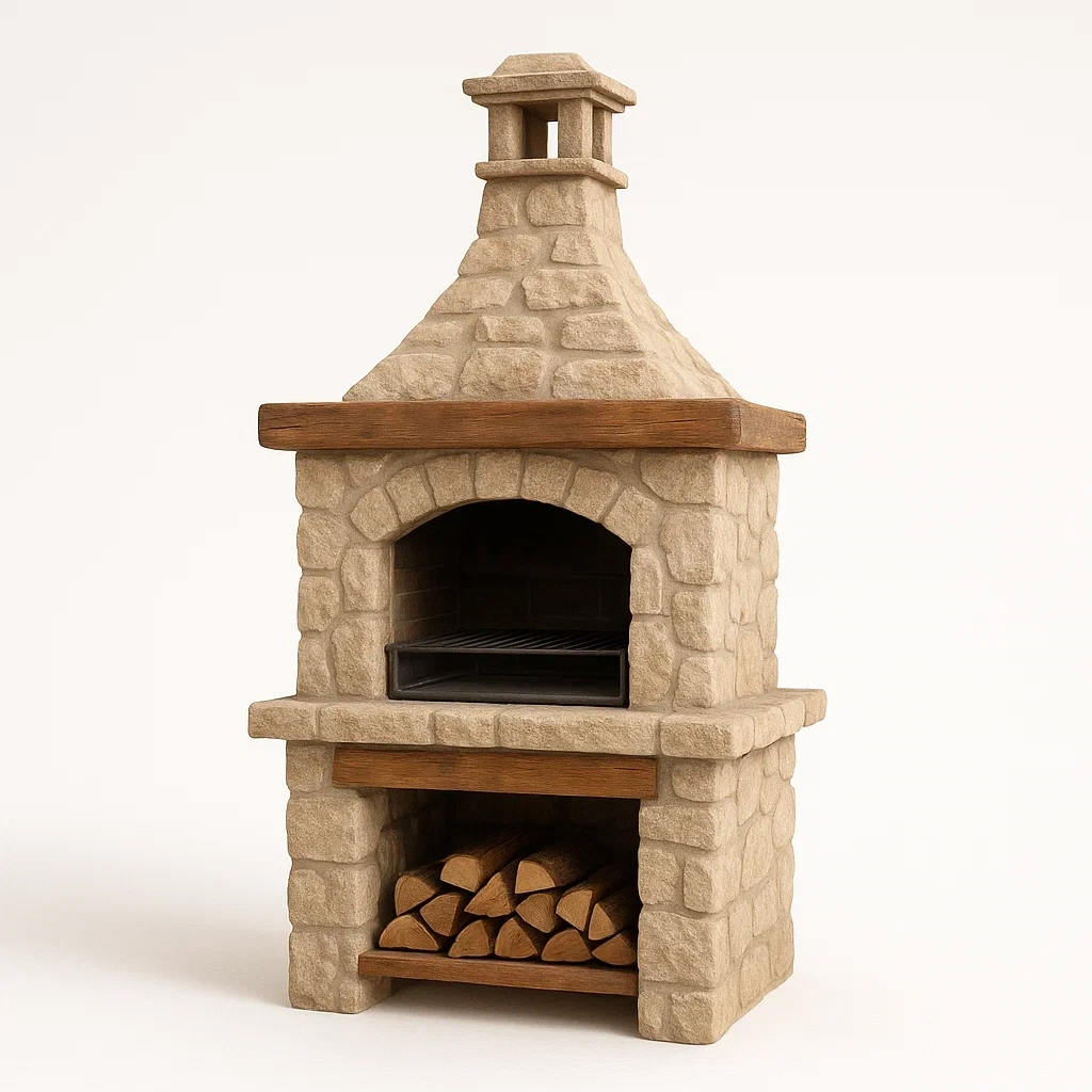 Jardin,Barbecue en pierre-Furnivaroz
