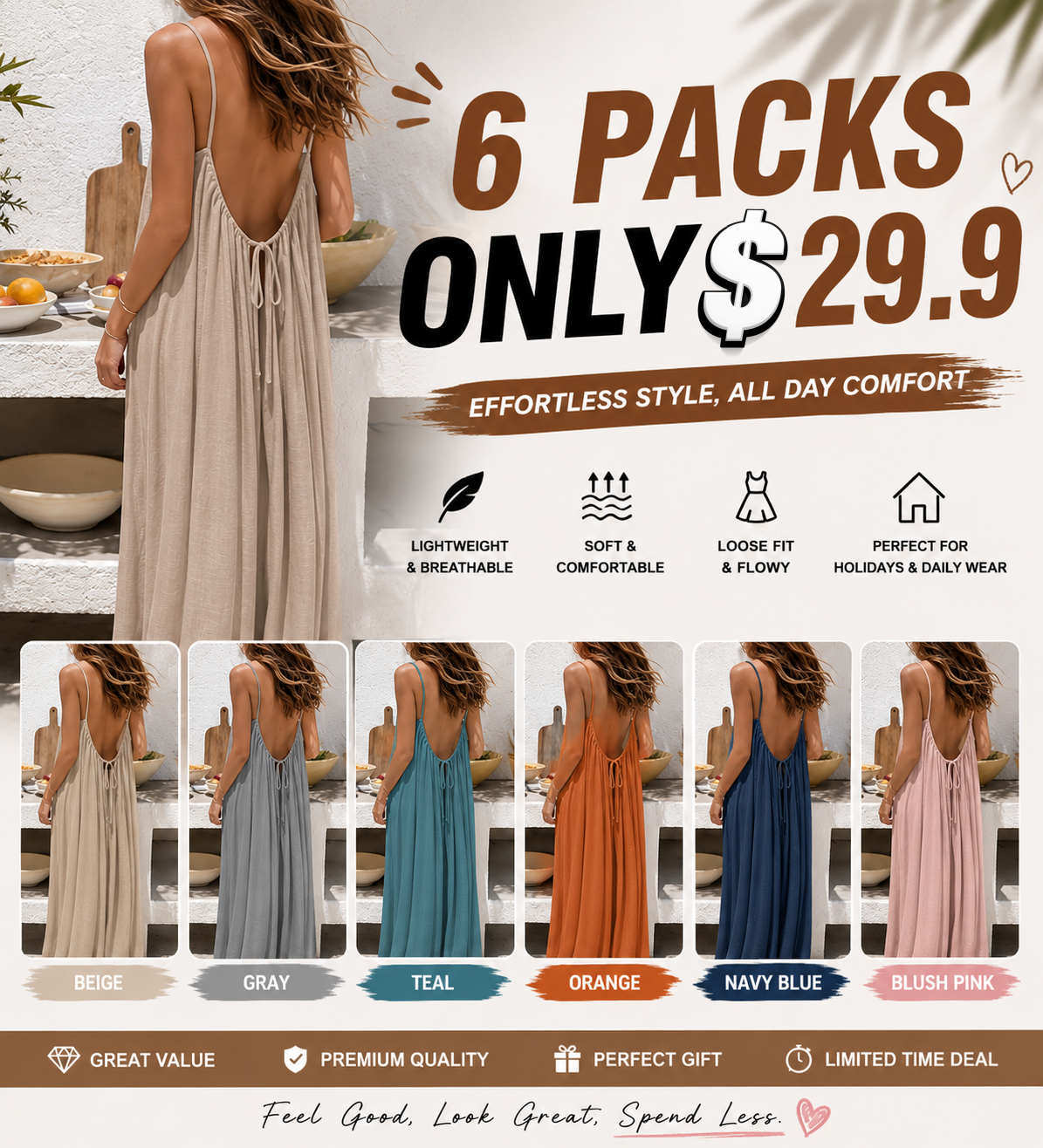 Women's Backless Spaghetti Strap Maxi Dress