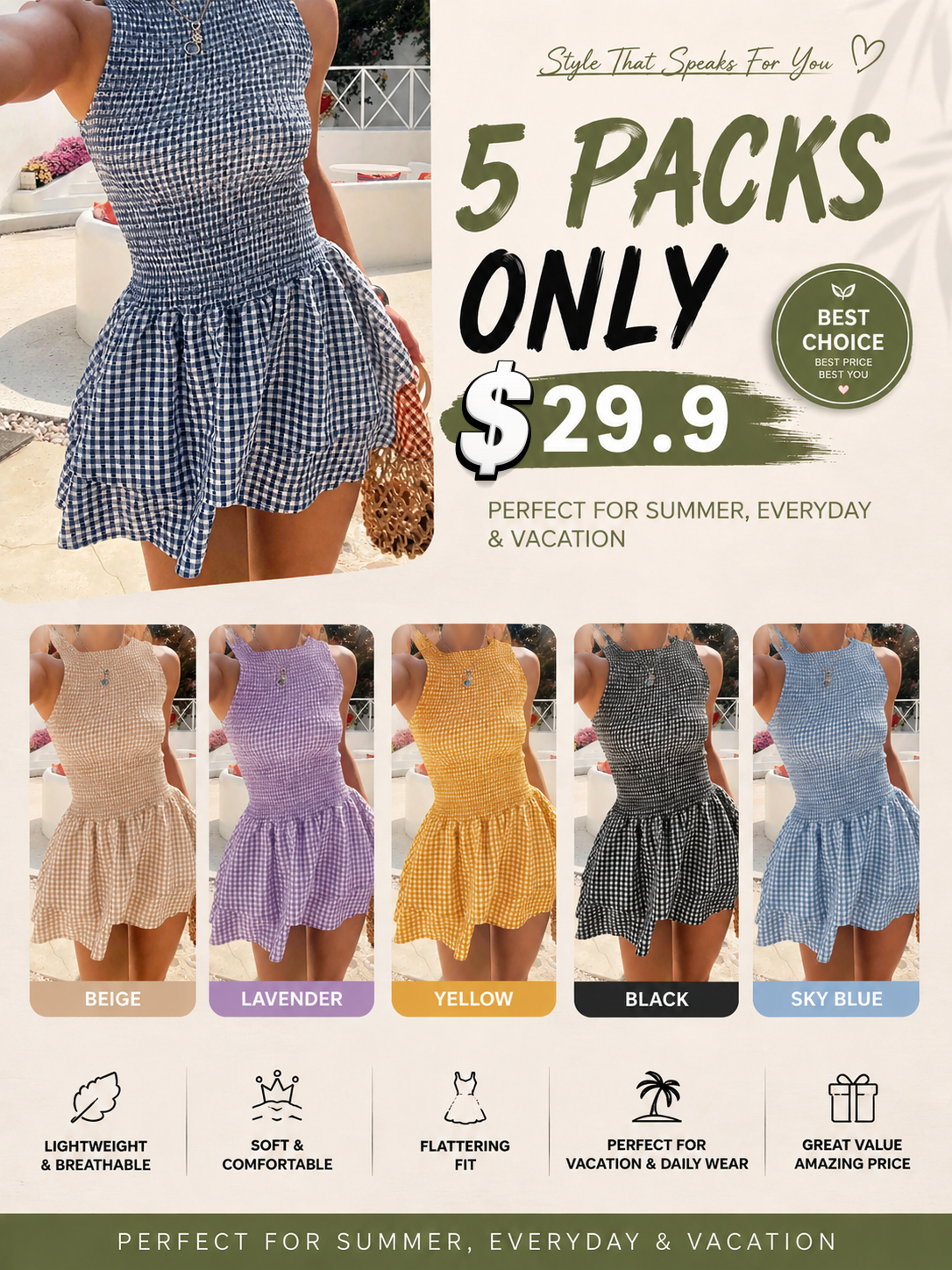 Women's Casual Fashion Sleeveless Short Dress