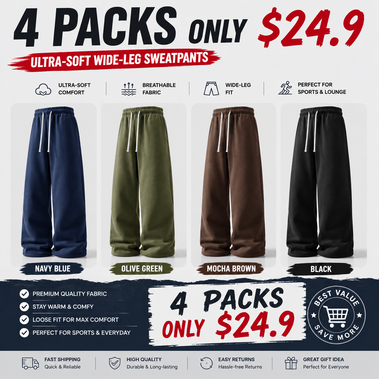 Breathable athletic pants for basketball, running, and gym