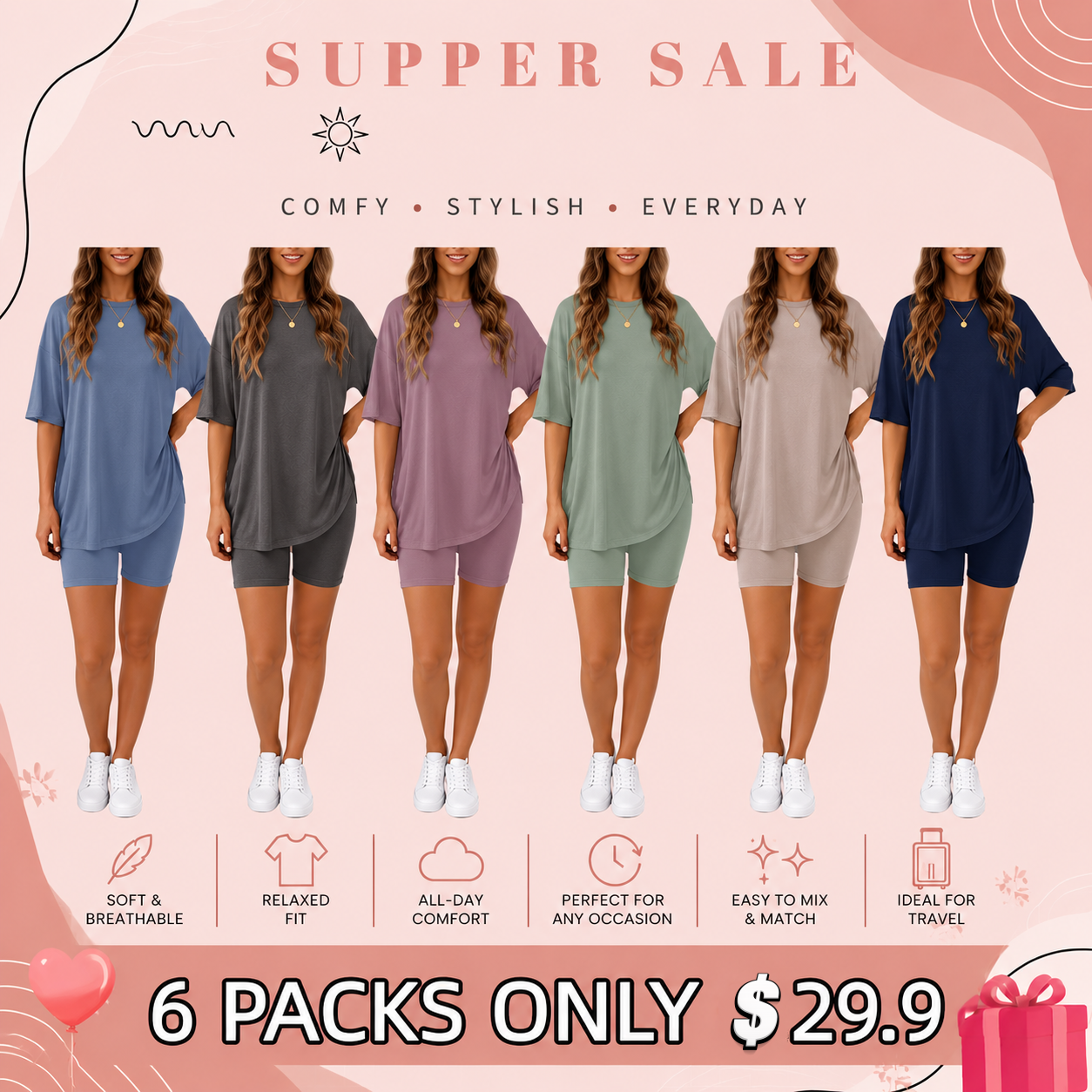 Two-Piece Set For Women Summer Casual Oversized