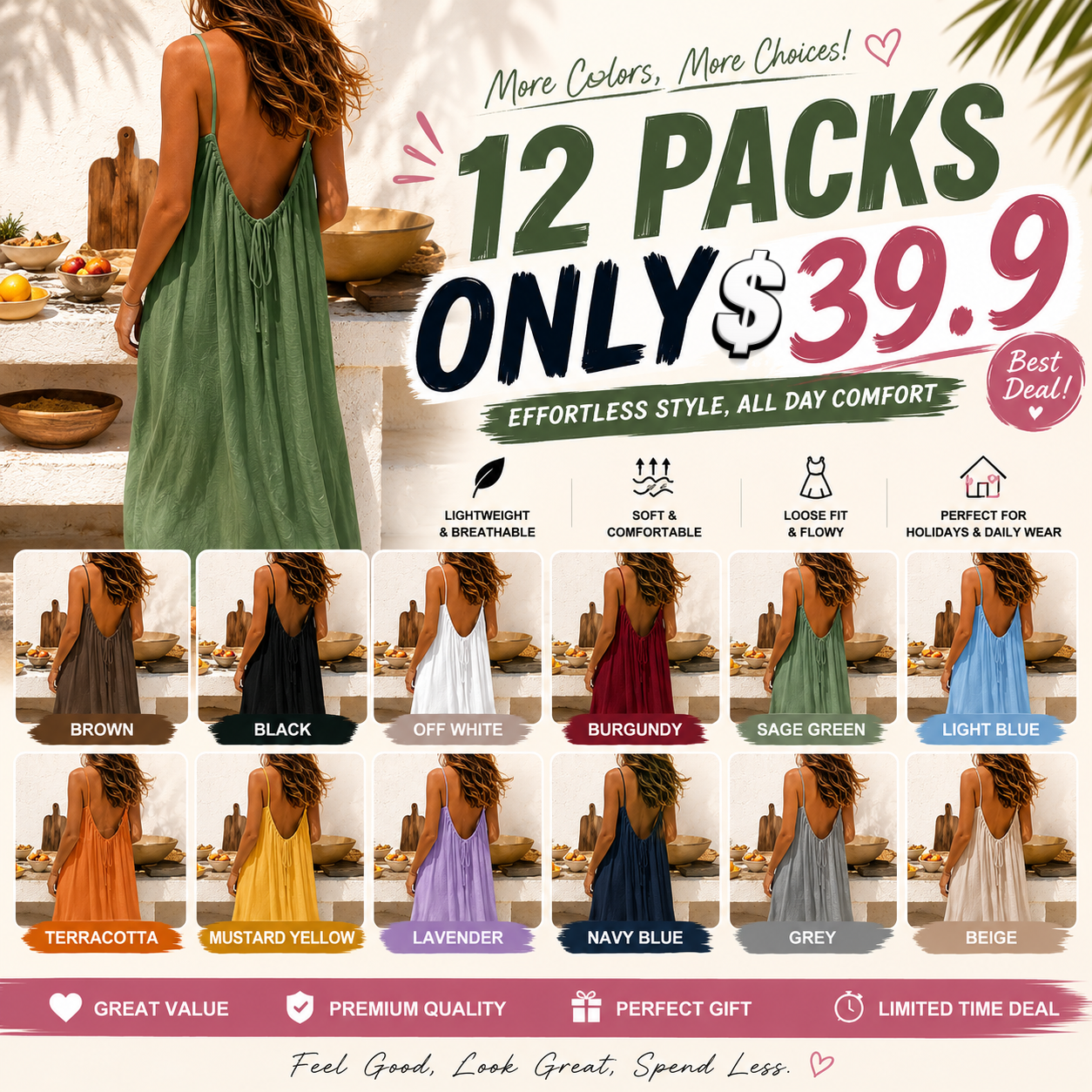 Women's Backless Spaghetti Strap Maxi Dress