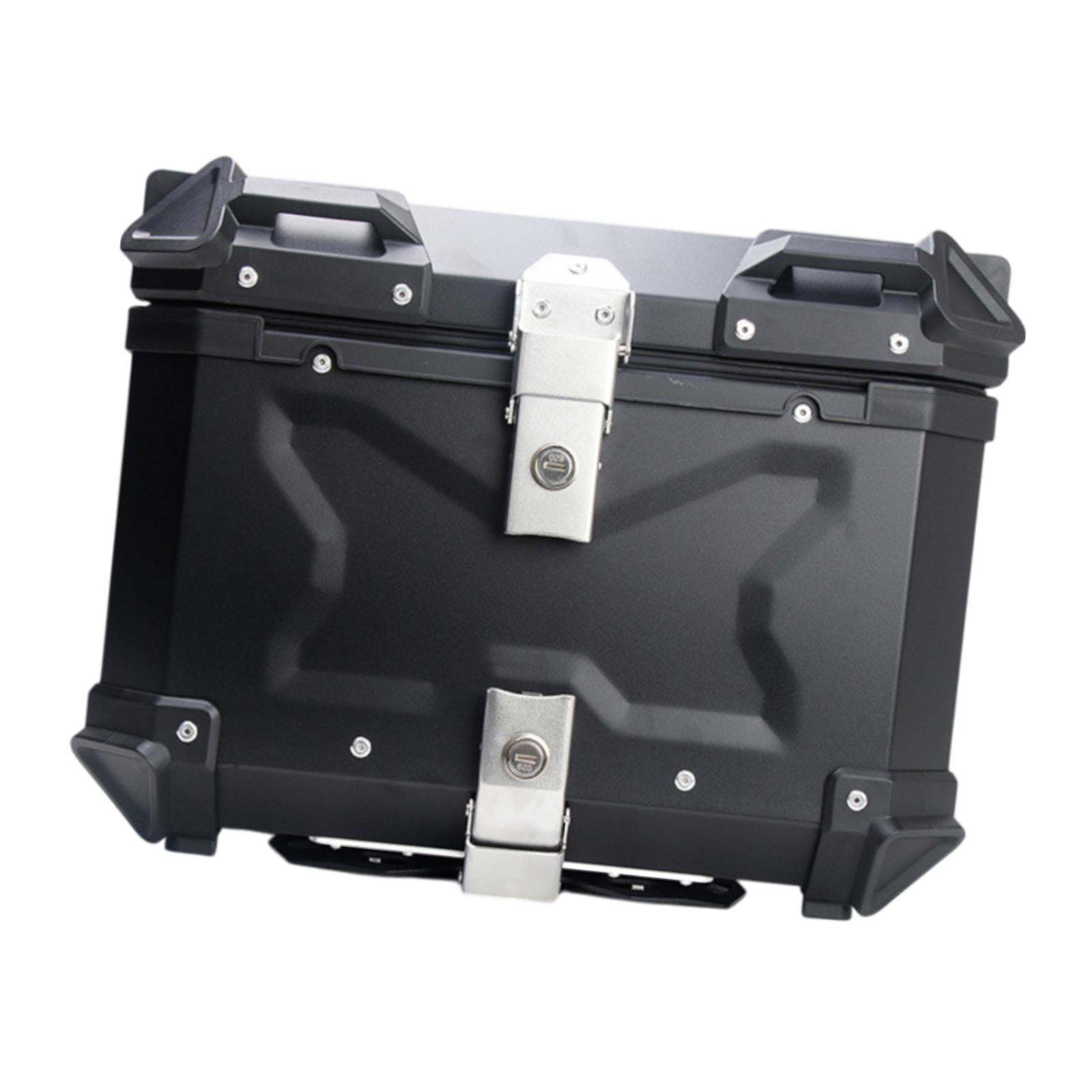 Baúl de motocicleta genérico, caja trasera, organizador de aluminio a prueba de golpes, caja para casco, baúl de almacenamiento de equipaje para 45L Plata