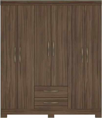 Skal Living Ropero Closet Moderno 6 Puertas y 2 Cajones NT5130 Nogal