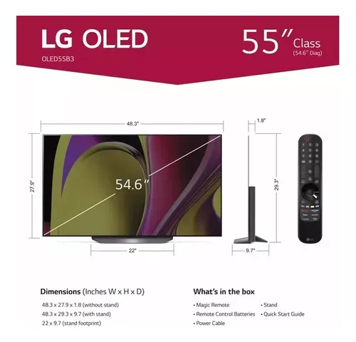Pantalla LG Oled55b3pua 55 Pulgadas Smart Tv 4k Uhd Webos (Reacondicionado)