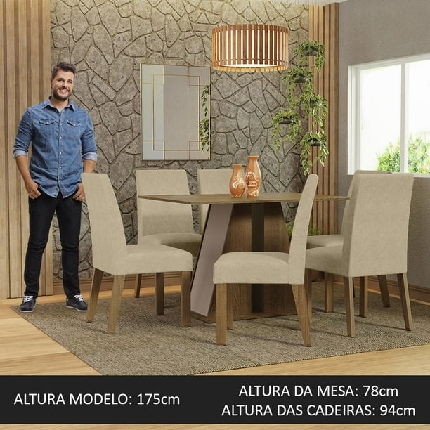 Juego de Comedor con Mesa y 6 Sillas Madesa Cheryl MCI