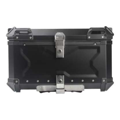 Baúl de motocicleta genérico, caja trasera, organizador de aluminio a prueba de golpes, caja para casco, baúl de almacenamiento de equipaje para 45L Plata