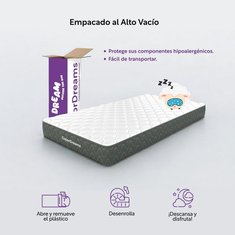 Colchón Individual En Caja Essential 100x190x18 cm Memory Foam Hipoalergénico ColorDreams blanco 1 ColorDreams Premium Memory Foam