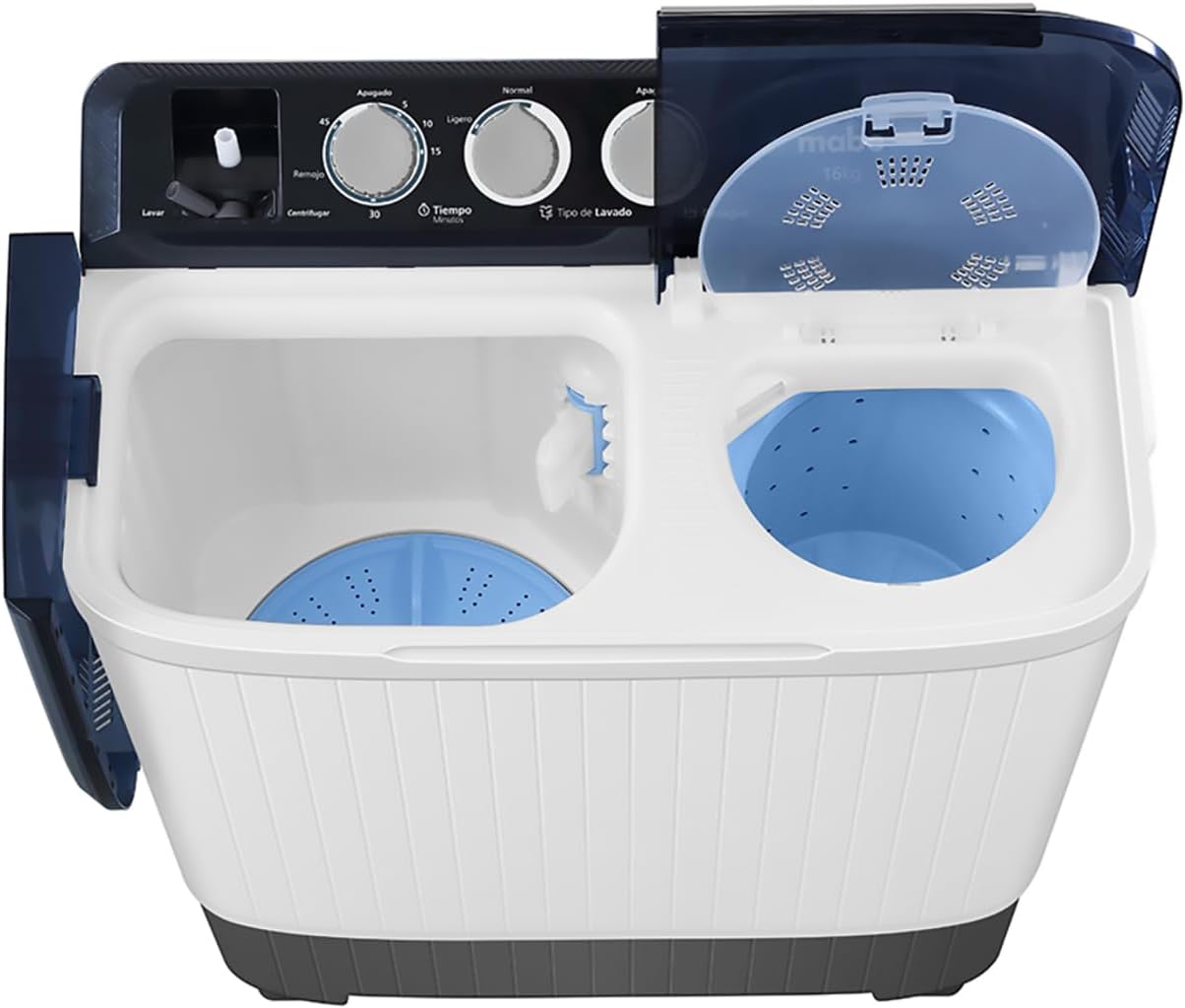 Lavadora Semiautomática Mabe 2 Tinas 16 kg Blanca LMDX6124HBAB0.