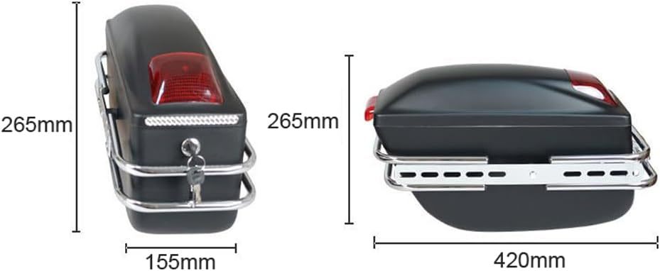 zolyet Alforjas rígidas para Motocicleta, Caja de Almacenamiento Lateral Universal, baúl Trasero con luz y Cerradura, 1 par Negro