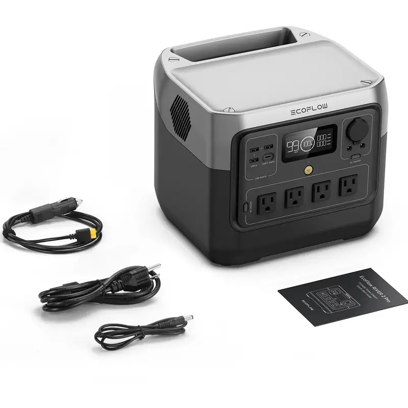 Estación de energía portátil ECOFLOW RIVER 2 Pro 700, batería LiFePO4 de 718Wh, carga rápida de 70 minutos, 4X800W (X-Boost 1600W) salidas AC