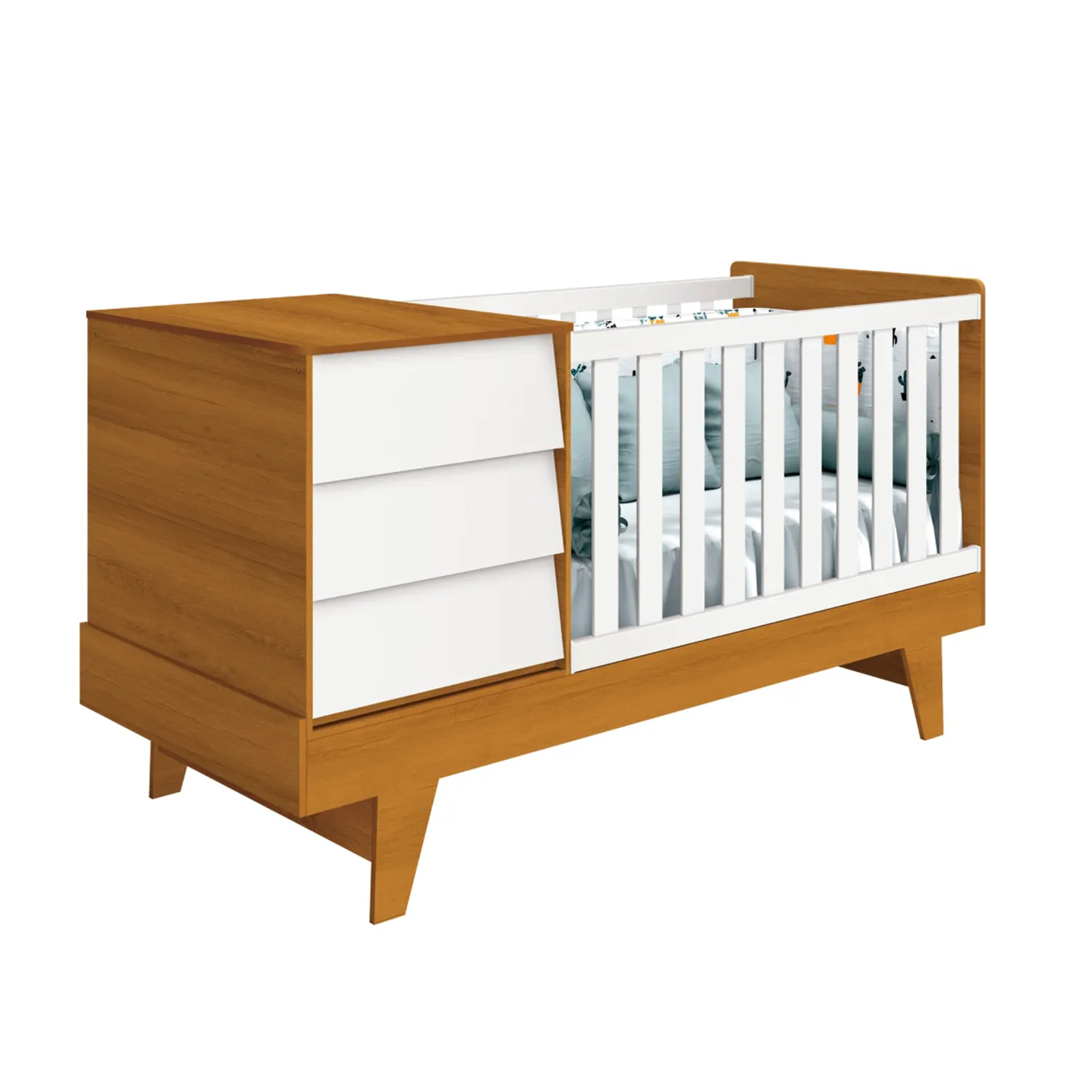 CUNA 3 EN 1 CON COMODA NOAH PRINCE BLANCO CARAMELO