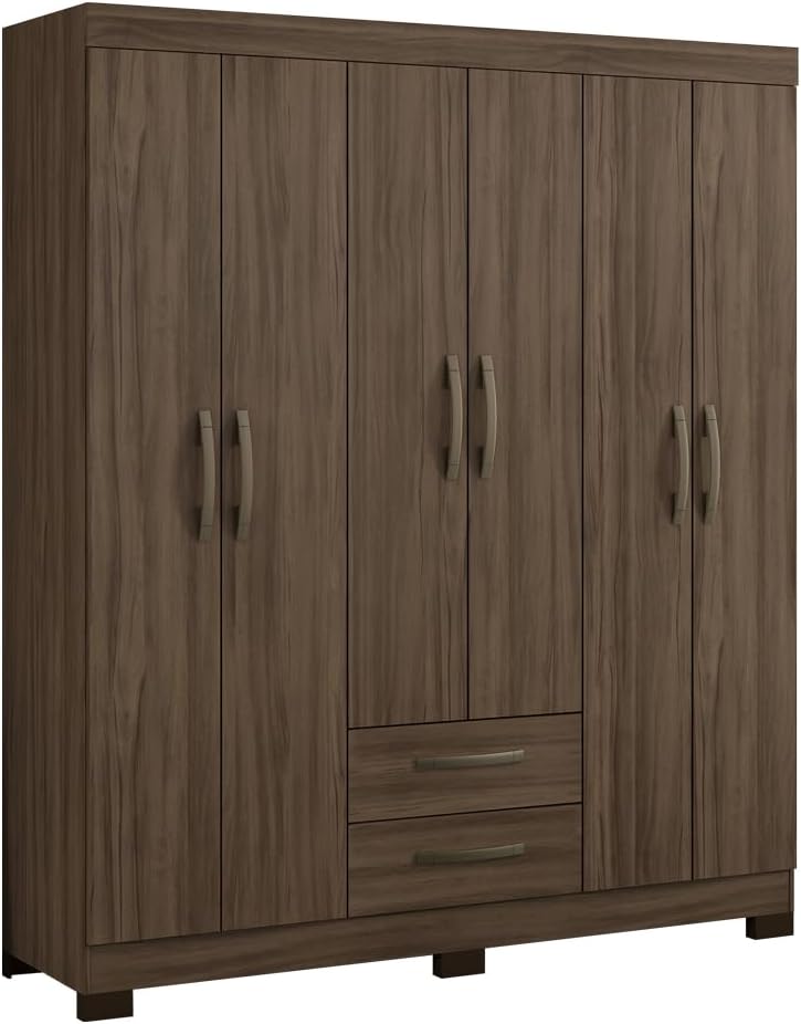 Skal Living Ropero Closet Moderno 6 Puertas y 2 Cajones NT5130 Nogal