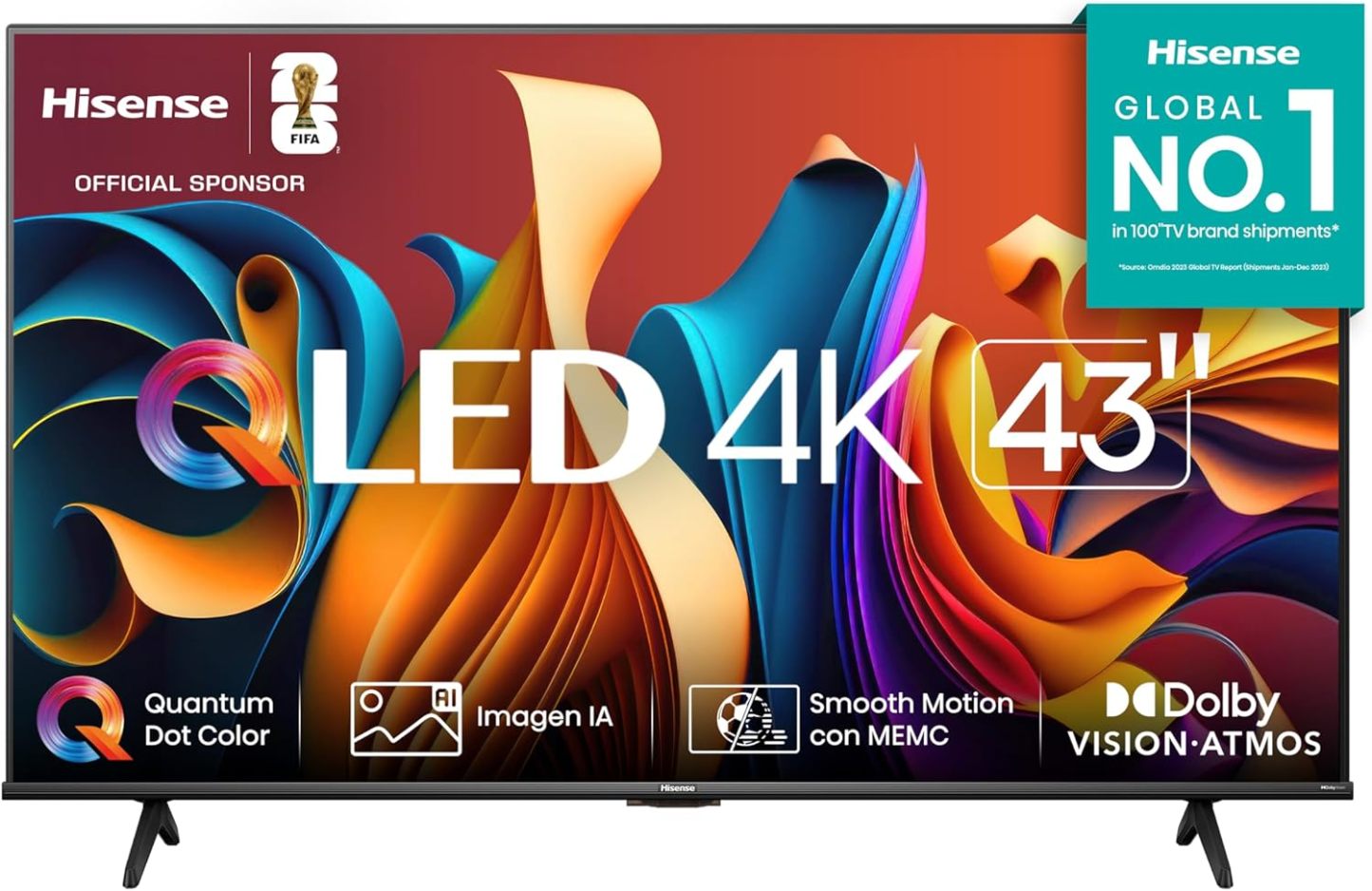 Hisense Television QD6QFM (Modelo 2025) Pantalla 43 Pulgadas,QLED Smart Fire TV UHD 4K,Control Remoto por Voz con Alexa,Escalado AI a 4K,Dolby Vision Atmos, Modo de Juego Plus