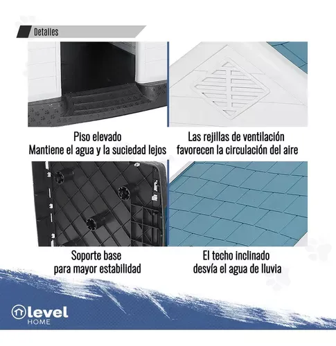 Casa De Plástico Exterior Térmica Raza Grande 97cm Color Azul