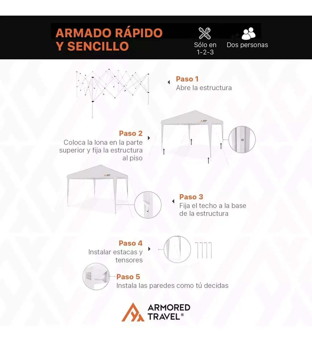 Toldo Con Paredes 3x3 M Carpa Retractil Premium Con Maleta