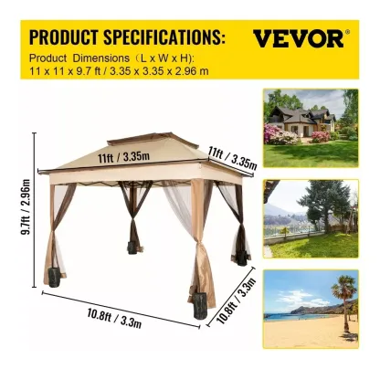 Toldo de tienda impermeable plegable reforzado Vevor 3,3 m * 3,3 m