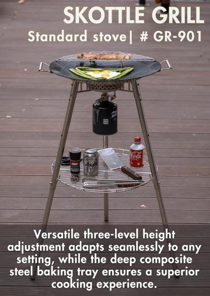 CAMPINGMOON GR-901 - Plancha para barbacoa de 18 pulgadas con válvula Lindal EN417 - Bote estándar para estufa de gas, soporte para quemadores de estufa de gas, soporte para parrilla de horno, kit de