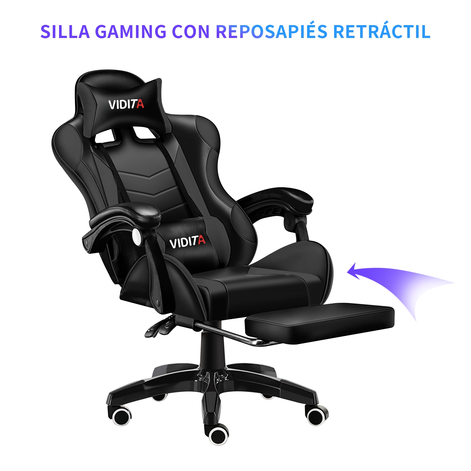 Set Silla Gamer Con Reposapiés y Escritorio Gamer X-RGB 120cm Negro