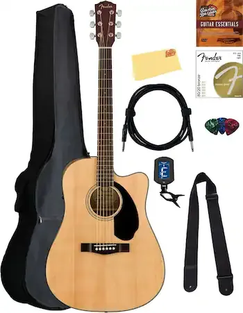Guitarra Acústica-eléctrica Fender Cd-60sce Solid Top Con Paquete - Venta Internacional.