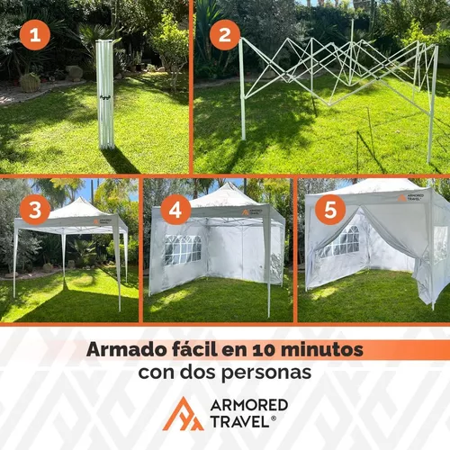 Toldo Con Paredes 3x3 M Carpa Retractil Premium Con Maleta