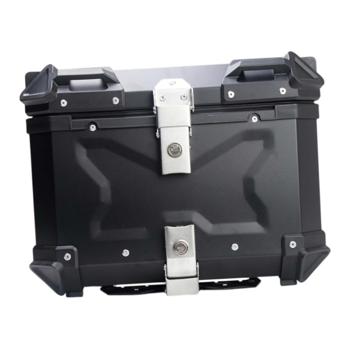 Baúl de motocicleta genérico, caja trasera, organizador de aluminio a prueba de golpes, caja para casco, baúl de almacenamiento de equipaje para 45L Plata