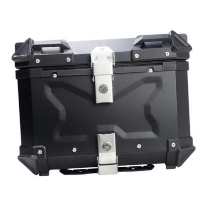 Baúl de motocicleta genérico, caja trasera, organizador de aluminio a prueba de golpes, caja para casco, baúl de almacenamiento de equipaje para 45L Plata