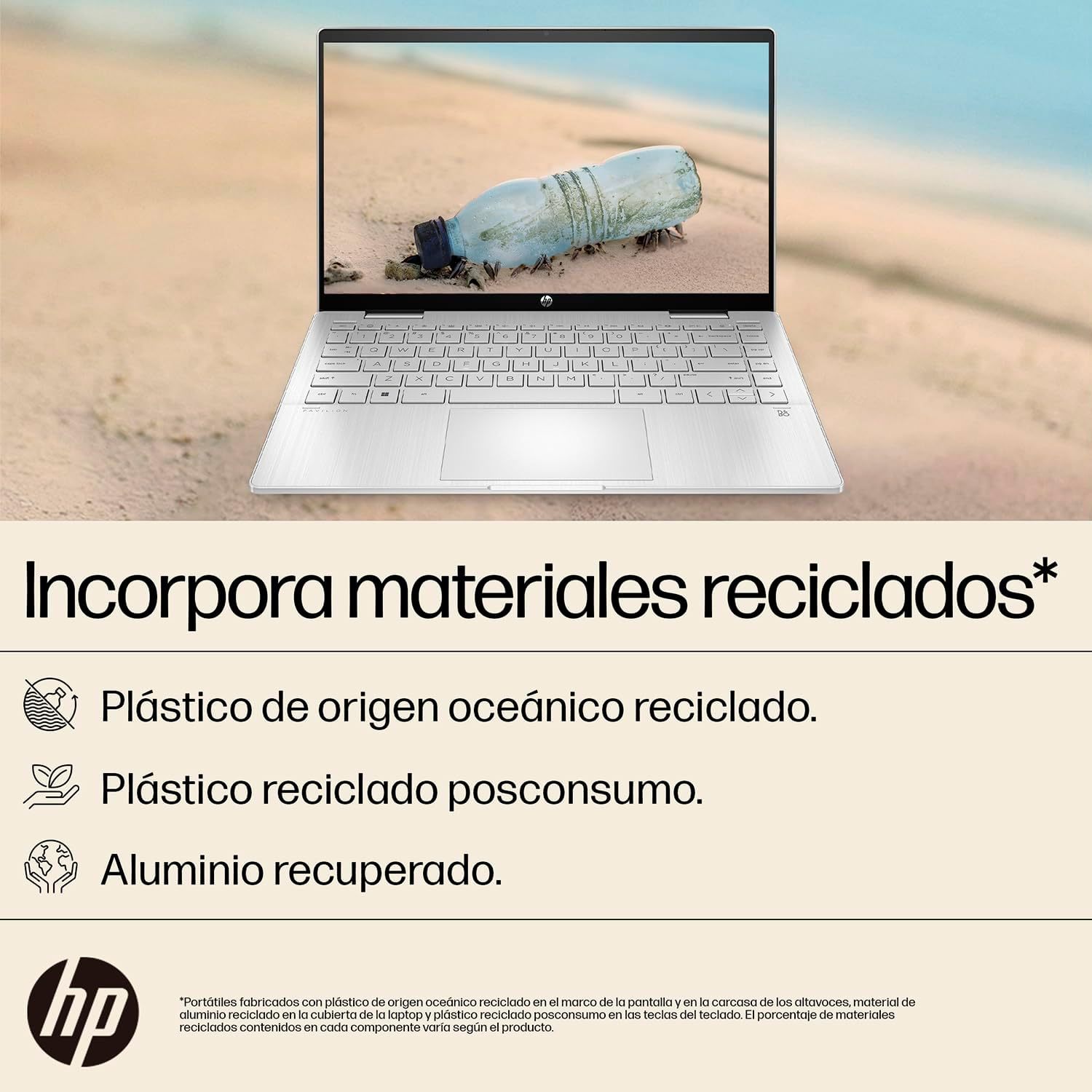 HP Laptop Pavilion x360 14-ek0010la, Intel Core i3, 8 GB RAM, 512 GB SSD, FHD, 14", Táctil, Windows 11 Home, Teclado en Español, Garantía México, Plateado