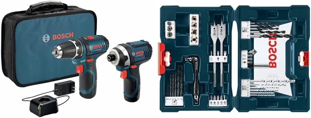 Bosch CLPK22-120 Kit combinado de 2 herramientas de 12 V máx. con Taladro/Atornillador de 3/8", Atornillador de impacto y (2) baterías de 2.0 Ah