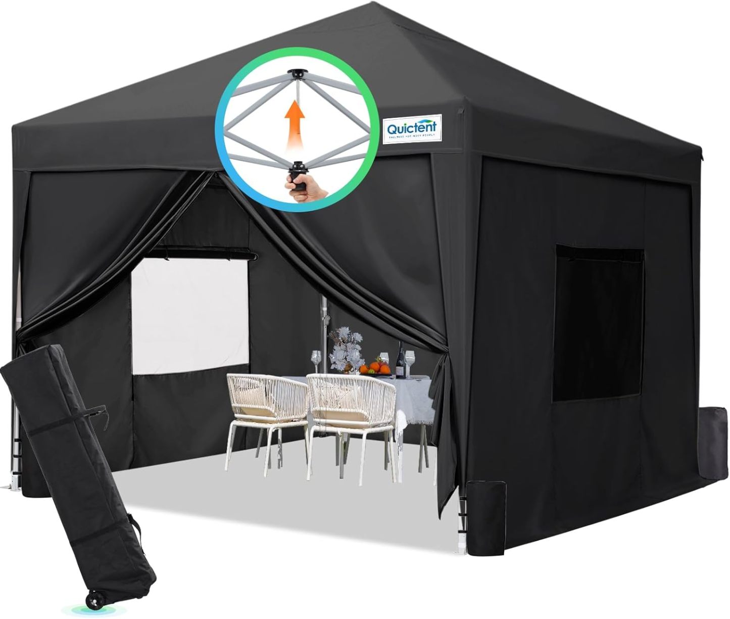 Quictent - Tienda de campaña desplegable de privacidad de 10 x 10 pulgadas con paredes laterales y ventanas ventiladas enrollables, configuración para una persona, fácil refugio para eventos