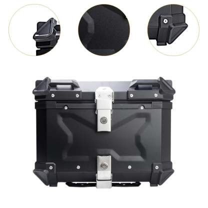 Baúl de motocicleta genérico, caja trasera, organizador de aluminio a prueba de golpes, caja para casco, baúl de almacenamiento de equipaje para 45L Plata