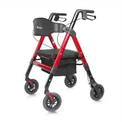 Andador de ruedas resistente para personas grandes de 450 libras, con asiento extra espacioso, NO apto para puertas estándar de 26" de ancho, un poco voluminoso para personas mayores ligeras