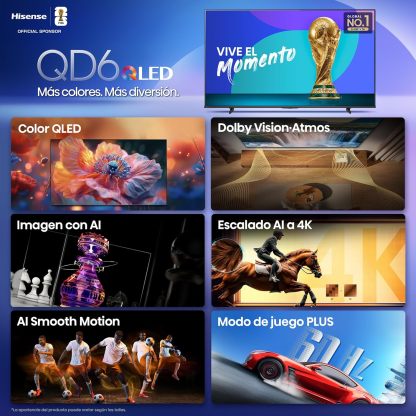 Hisense Television QD6QFM (Modelo 2025) Pantalla 43 Pulgadas,QLED Smart Fire TV UHD 4K,Control Remoto por Voz con Alexa,Escalado AI a 4K,Dolby Vision Atmos, Modo de Juego Plus