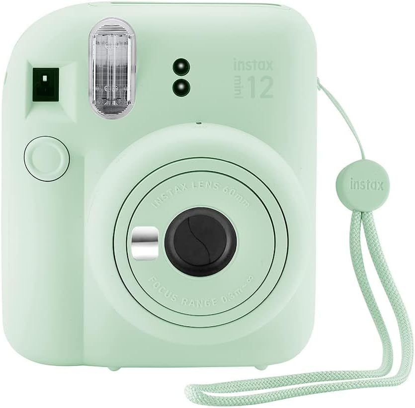 Fujifilm Instax Mini 12 cámara instantánea + 60 impresiones fotográficas + paquete de calidad para fotos, estuche, pegatinas decorativas, marcos, álbum de fotos, verde menta