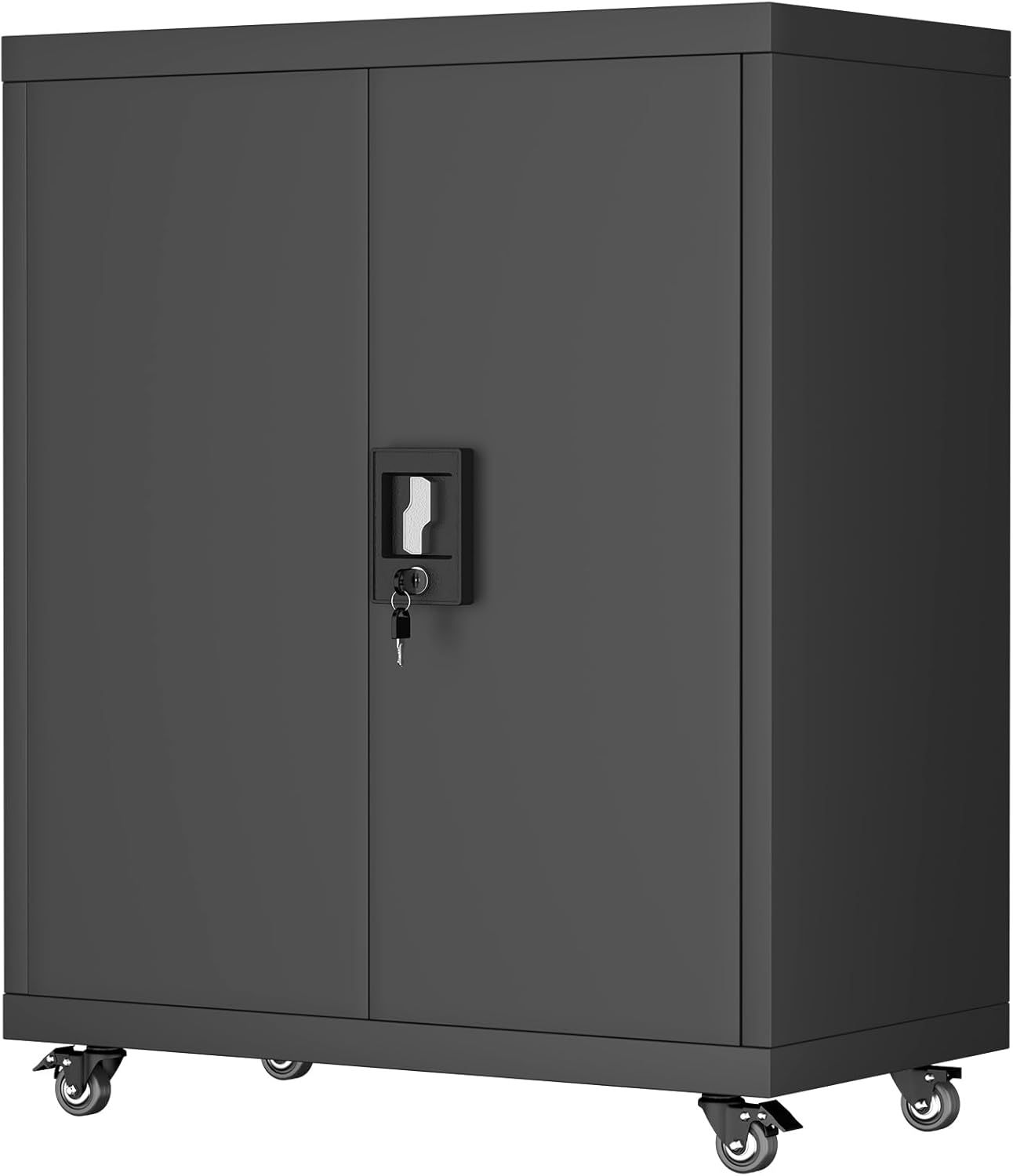 GREATMEET - clóset de almacenamiento de pared de metal con cerradura,armarios de almacenamiento de metal blanco con 1 estante ajustable y 2 puertas,gabinete de acero,desmontar H27.95 White