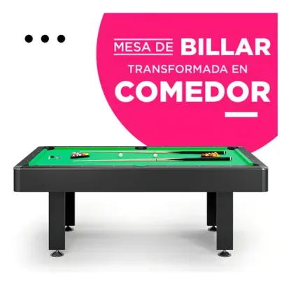 Mesa Billar Convertible Con Comedor Pool Americano De Lujo Paño Verde