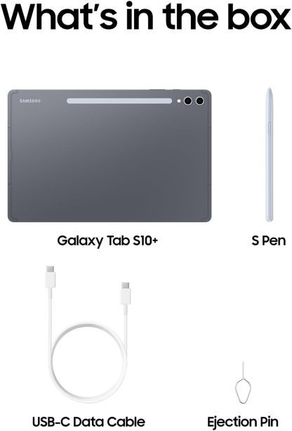 SAMSUNG Galaxy Tab S10+ Plus 12.4" 512GB, Tablet Android, círculo para Buscar, boceto a Imagen, Durabilidad, Larga Vida útil, visualización AMOLED 2X, bolígrafo S Incluido, versión Estadounidense,