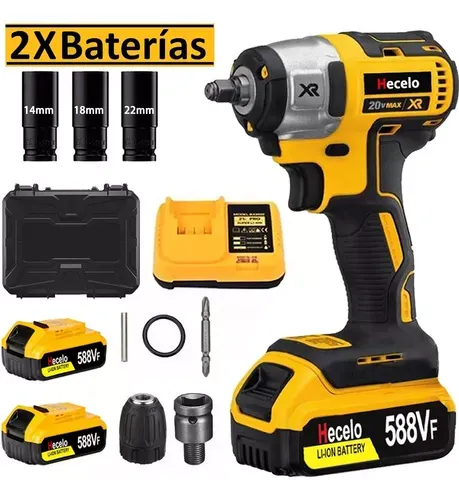 Pistola de Impacto Llave Inalámbrica Baterías 2 1/2 Baterías - Guantes