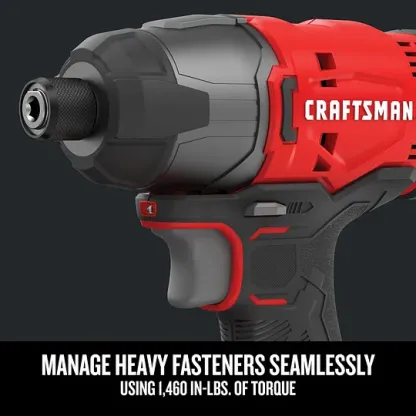 CRAFTSMAN Kit de Herramientas 20V Inalámbricas con Taladro Atornillador Sierra Circular Atornillador de Impacto y Linterna con 2 Baterias CMCK401D2