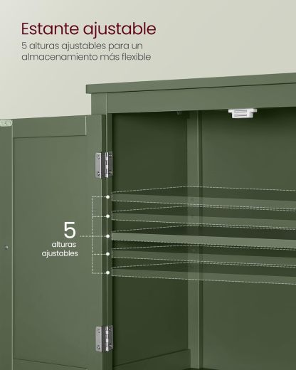 VASAGLE Mueble de Baño, Armario de Baño, Armario de Cocina, con 2 Puertas y 2 Cajones, Estantes Ajustables, 30 x 60 x 110 cm, Gris Paloma MBBC551G02