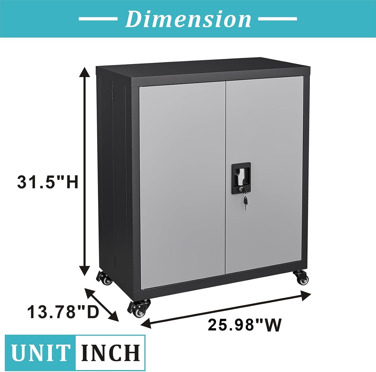 GREATMEET - clóset de almacenamiento de pared de metal con cerradura,armarios de almacenamiento de metal blanco con 1 estante ajustable y 2 puertas,gabinete de acero,desmontar H27.95 White