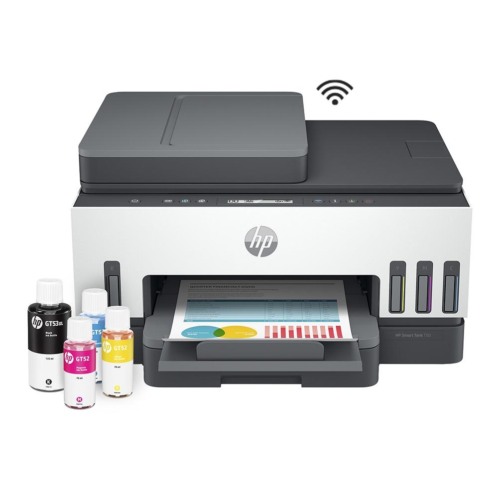 Impresora Multifuncional HP Smart Tank 750 de Tinta Continua Impresión a Color Wi-Fi Smart App Dúplex ADF