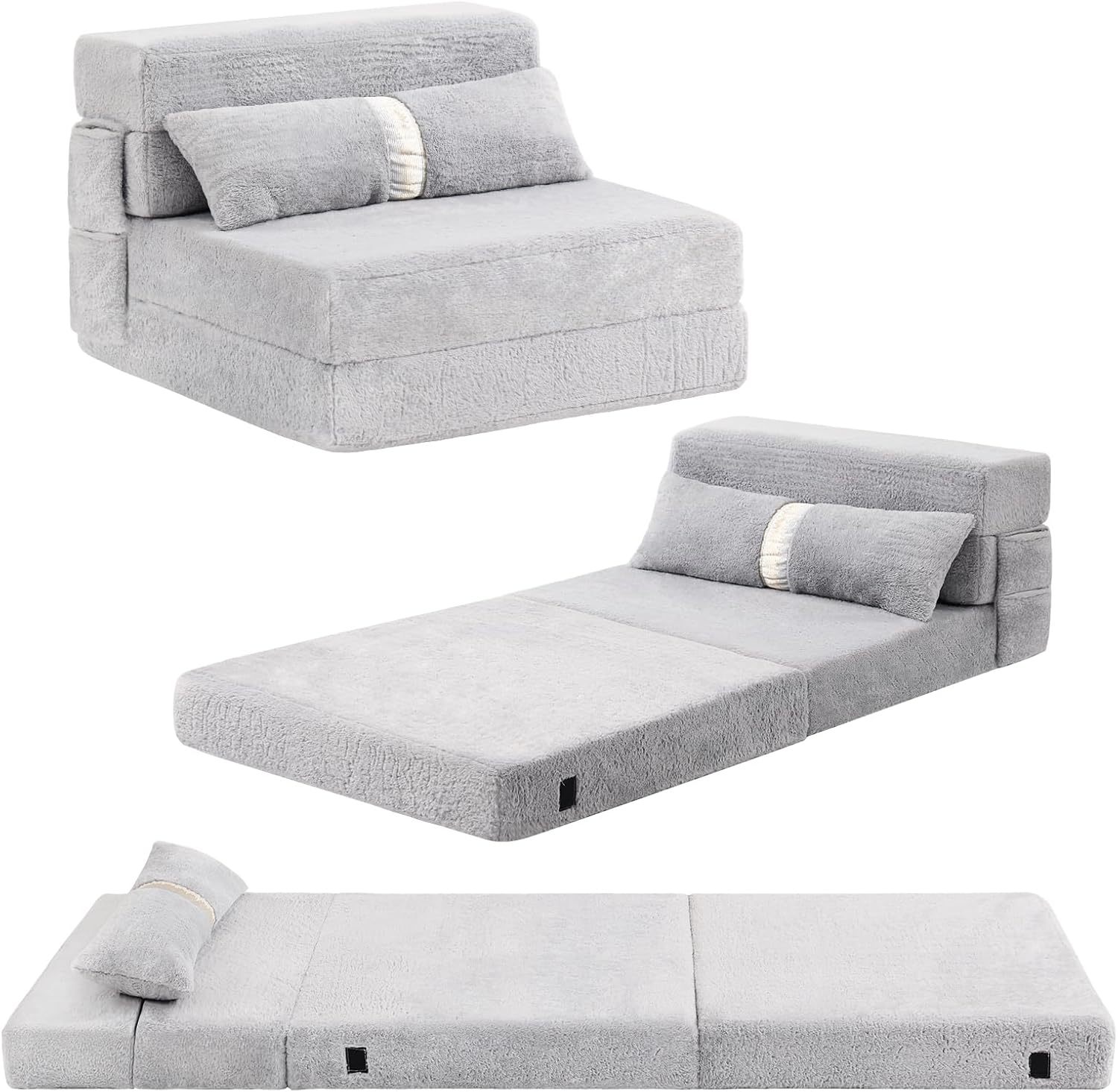 Tiita - Sillón de futón, tamaño individual, sofá cama plegable con alm