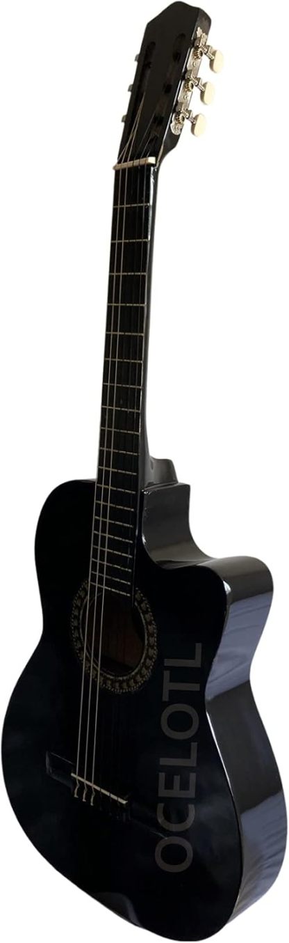 Guitarra Acústica Curva Ocelotl® Paquete Vital De Accesorios (Negro)
